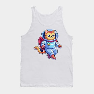 Retro Pixel Space Cat Tank Top